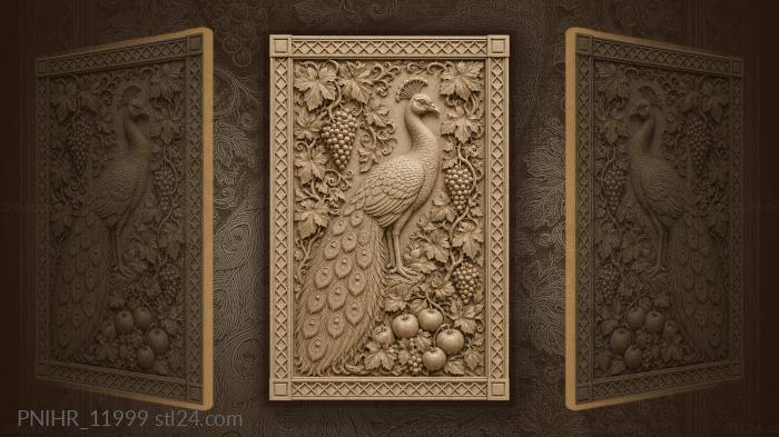 Majestic peacock among vines and fruit 3d STL model