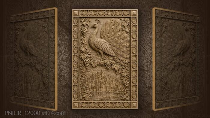Proud peacock above city waters 3d STL model