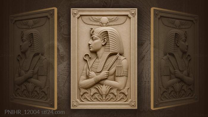Pharaohs serene face with sun disk 3d STL model