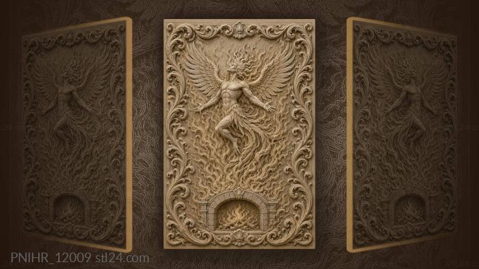 Fireside phoenix lifts its burning tail 3d STL model
