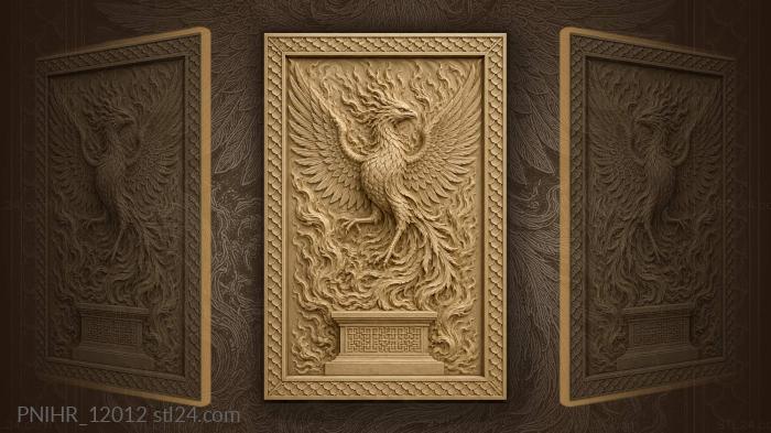 Flames around the bird on a pedestal 3d STL model