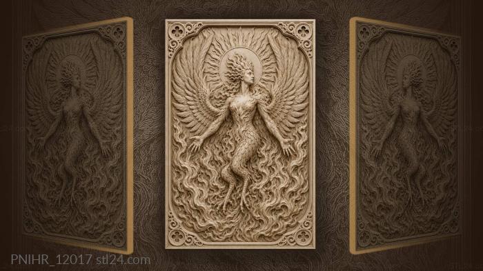 Phoenix with a sunburst behind its head 3d STL model