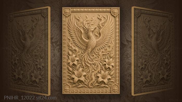 Phoenix rising out of white lilies 3d STL model
