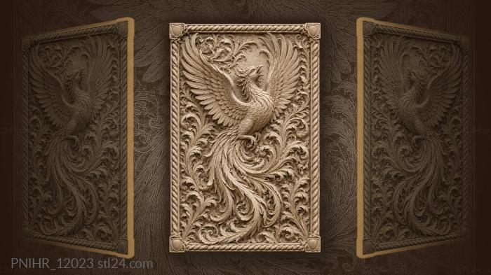 Bird with open beak in swirling foliage 3d STL model