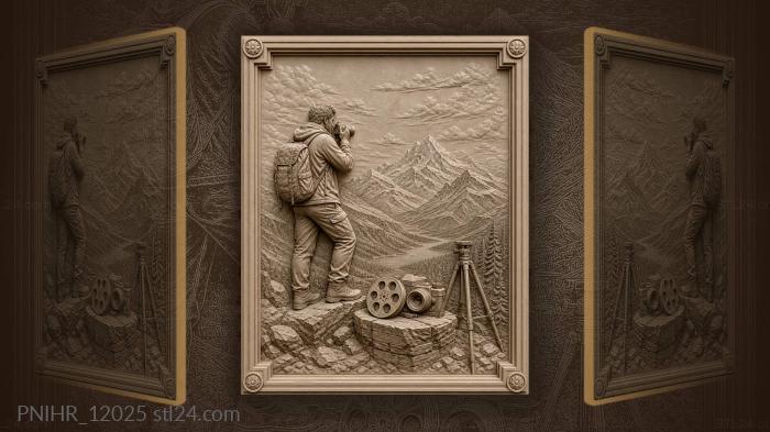 Photographer with mountain view camera 3d STL model