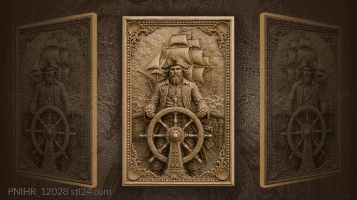 Helmsman before a ship under full sail 3d STL model