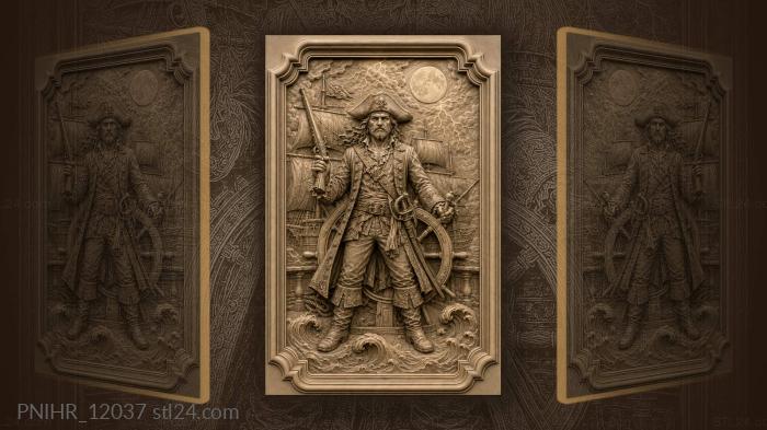 Rifle under a full moon and lightning 3d STL model