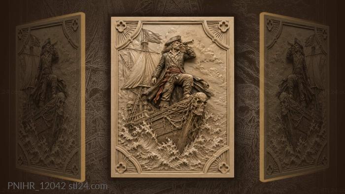 Spyglass at the bow above a skull figurehead 3d STL model