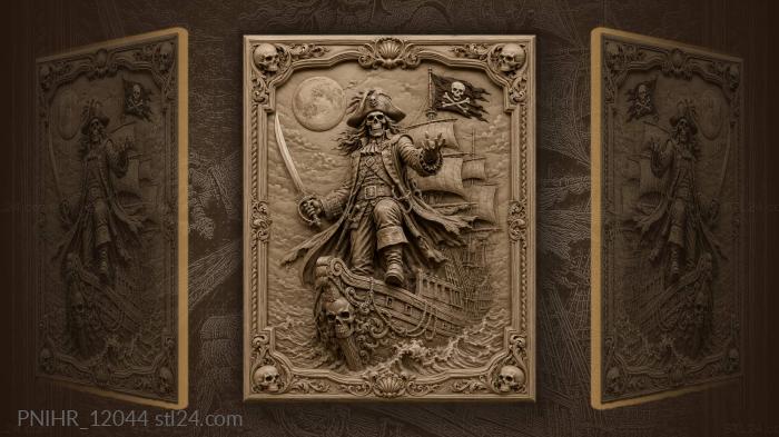 Skull faced captain beneath a full moon 3d STL model