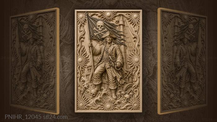 Black flag gripped beside the mast 3d STL model