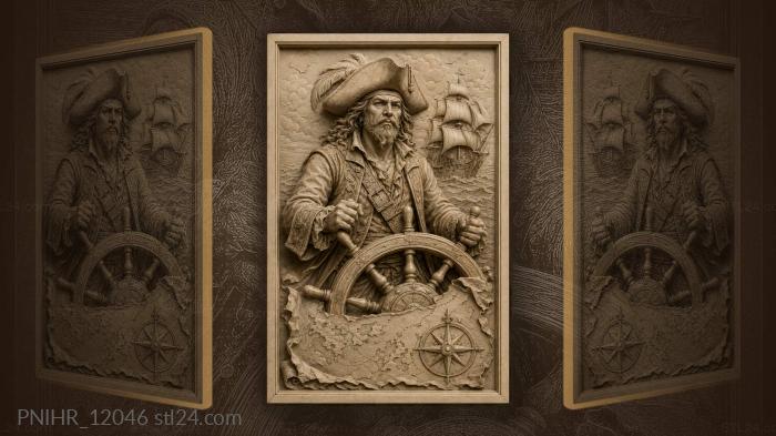 Feathered hat above a treasure map 3d STL model