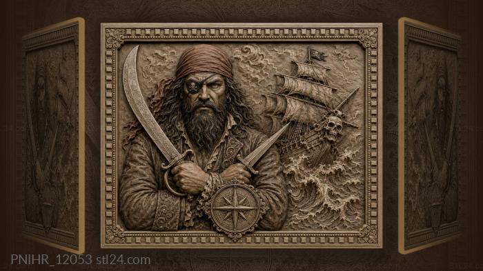 Cutlass and dagger crossed on the chest 3d STL model