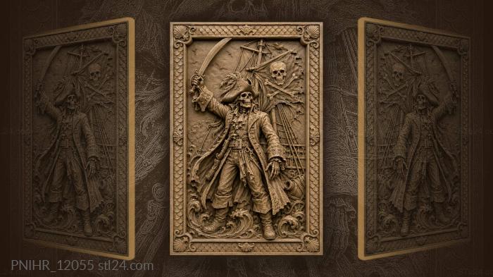 Pirate captain with skull flag 3d STL model