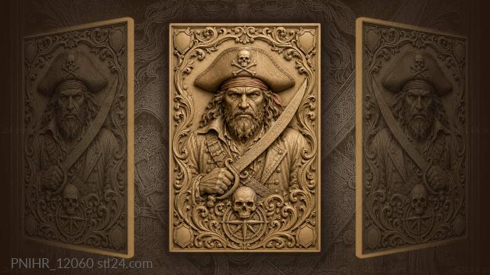 Pirate captain with skull compass 3d STL model