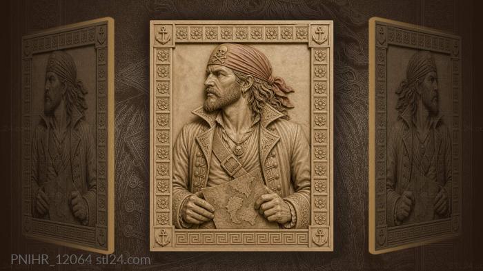 Captain keeps a chart inside his jacket 3d STL model
