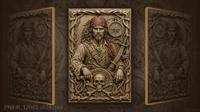 Pirate captain with skull motif 3d STL model