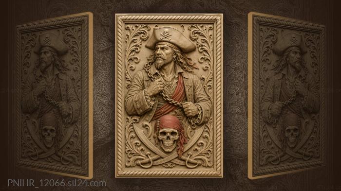 Pirate captain with skull and swords 3d STL model