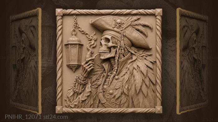 Pirate captain skull and smoking pipe 3d STL model