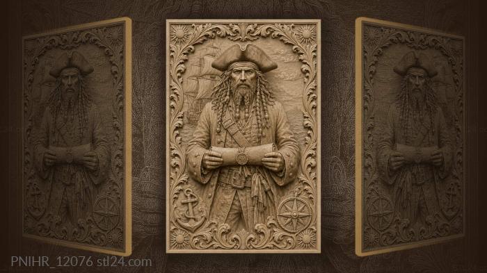 Braids in the beard among anchors and compasses 3d STL model