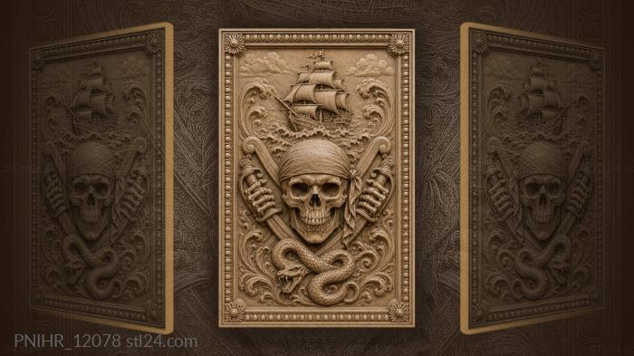Serpent below the pirate emblem 3d STL model