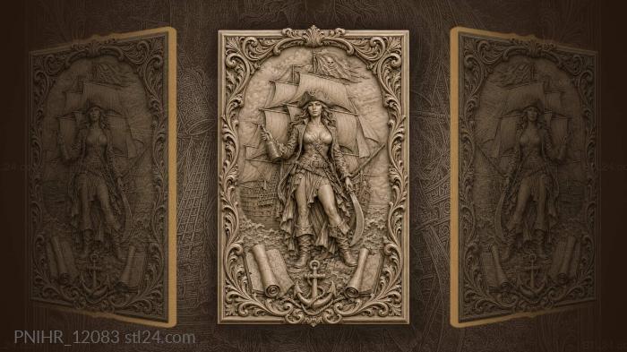 Woman pirate with a bottle and cutlass 3d STL model