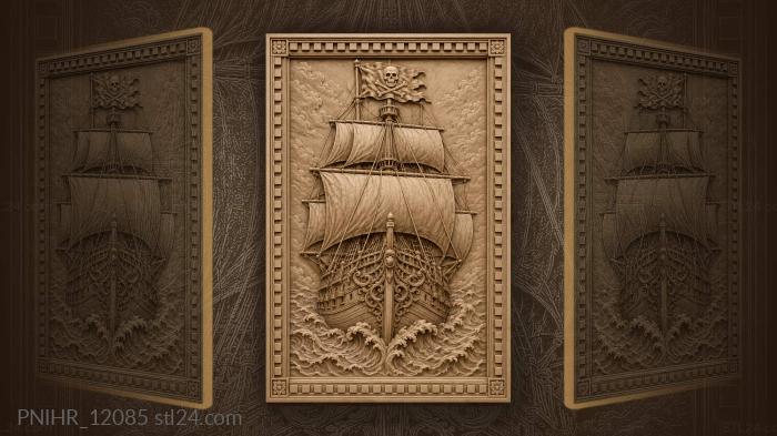 Pirate ship with skull and bones 3d STL model