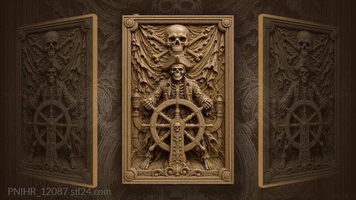 Huge skull above the bony helmsman 3d STL model