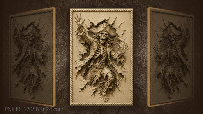 Pirate skeleton breaks through darkness 3d STL model