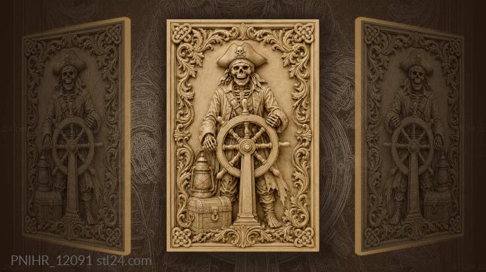 Bony hands upon the ship wheel 3d STL model
