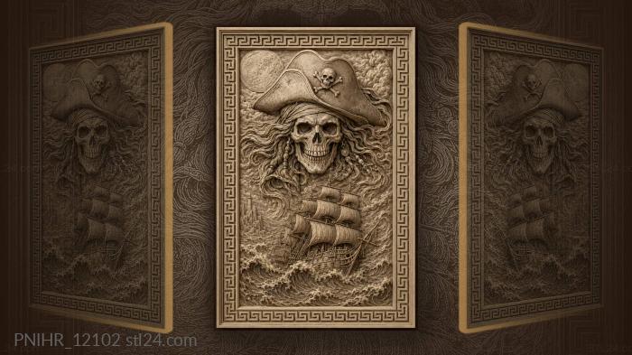 Moon behind the skull above the storm 3d STL model