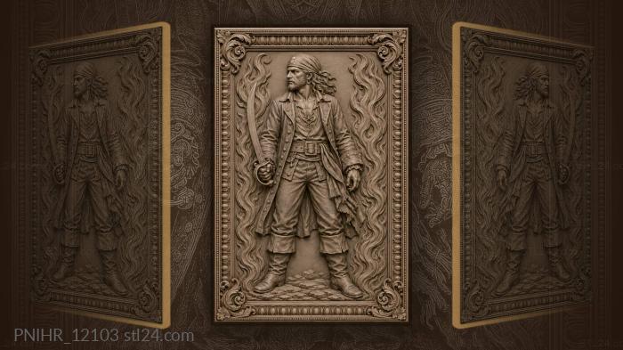 Pirate with skull and cutlass 3d STL model