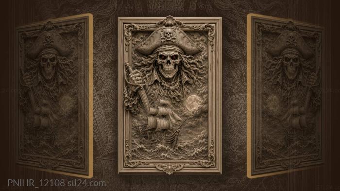 Red eyed skull above stormy ship 3d STL model