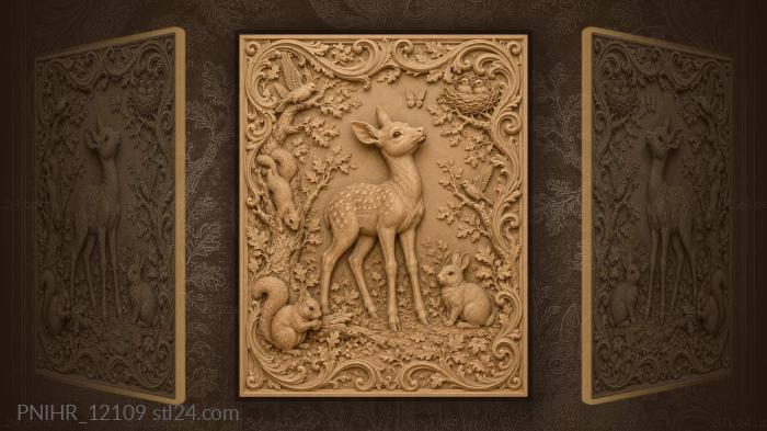 Fawn among squirrels and nesting birds 3d STL model