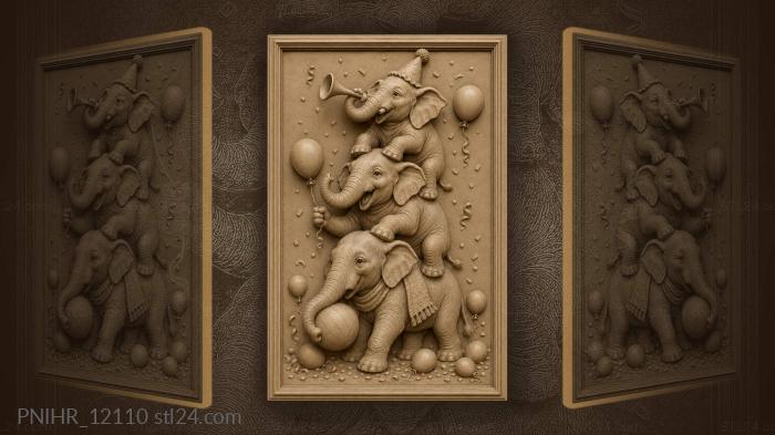 Playful elephants with party accessories 3d STL model
