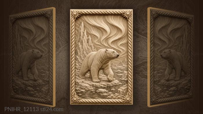 Polar bear and northern lights 3d STL model