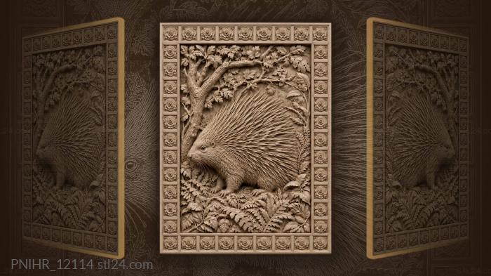 Forest porcupine among lush greenery 3d STL model