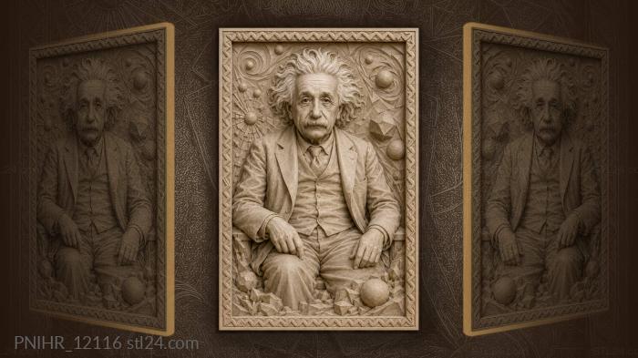 Einstein portrait cosmic geometry thinker 3d STL model