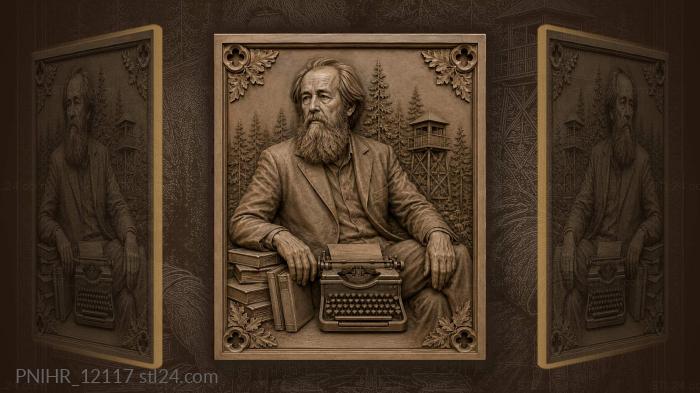 Solzhenitsyn with typewriter and pines · Fyodor Dostoevsky 3d STL model