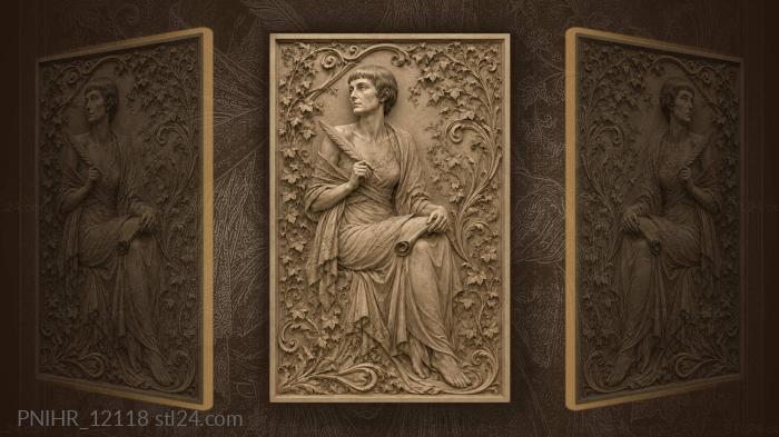 Akhmatova with quill and scroll 3d STL model