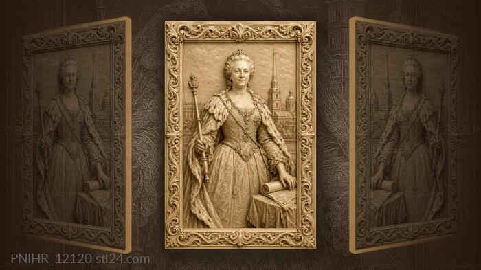 Catherine the great royal portrait scene 3d STL model
