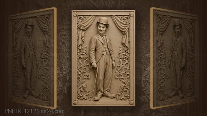 Chaplin with film and curtains 3d STL model
