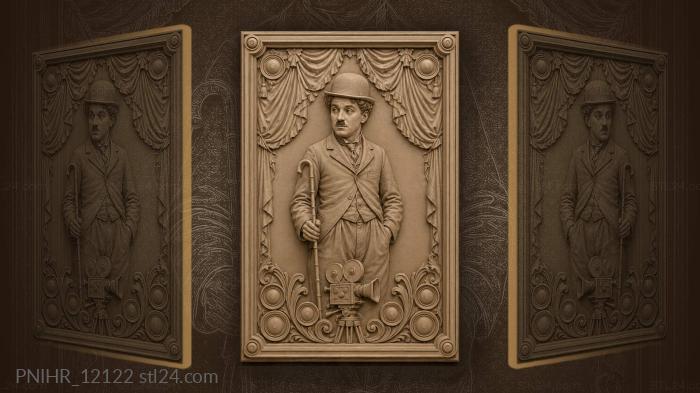 Chaplin with camera and curtains 3d STL model