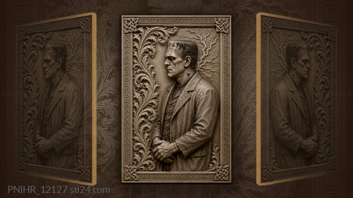 Frankenstein monster dramatic portrait lightning 3d STL model