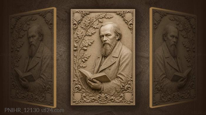 Dostoevsky with open book portrait 3d STL model
