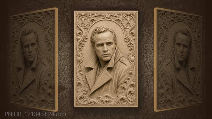Marlon Brando in a raised-collar trench coat 3d STL model
