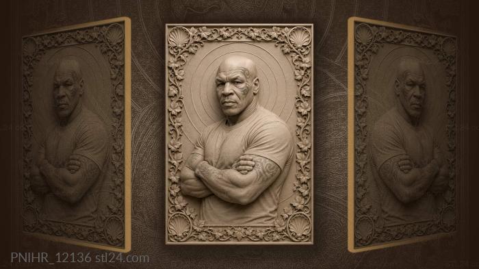 Tyson portrait with circular aura 3d STL model