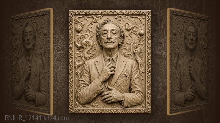 Dalí portrait with swirling dreams 3d STL model