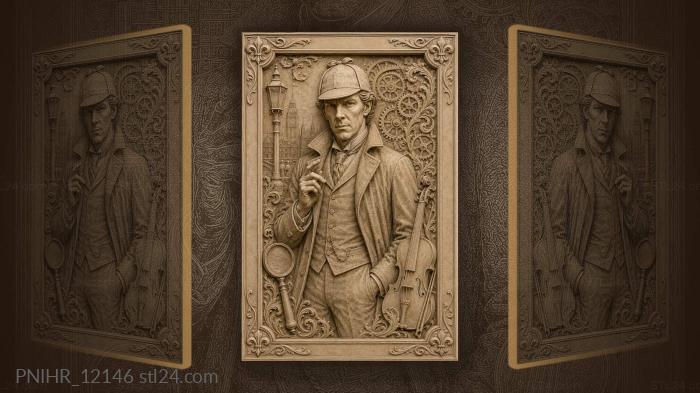 Sherlock holmes detective with violin gear 3d STL model