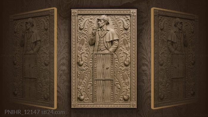 Sherlock holmes with backgammon and pipes 3d STL model