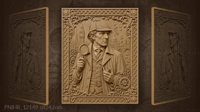 Sherlock holmes detective with city backdrop 3d STL model